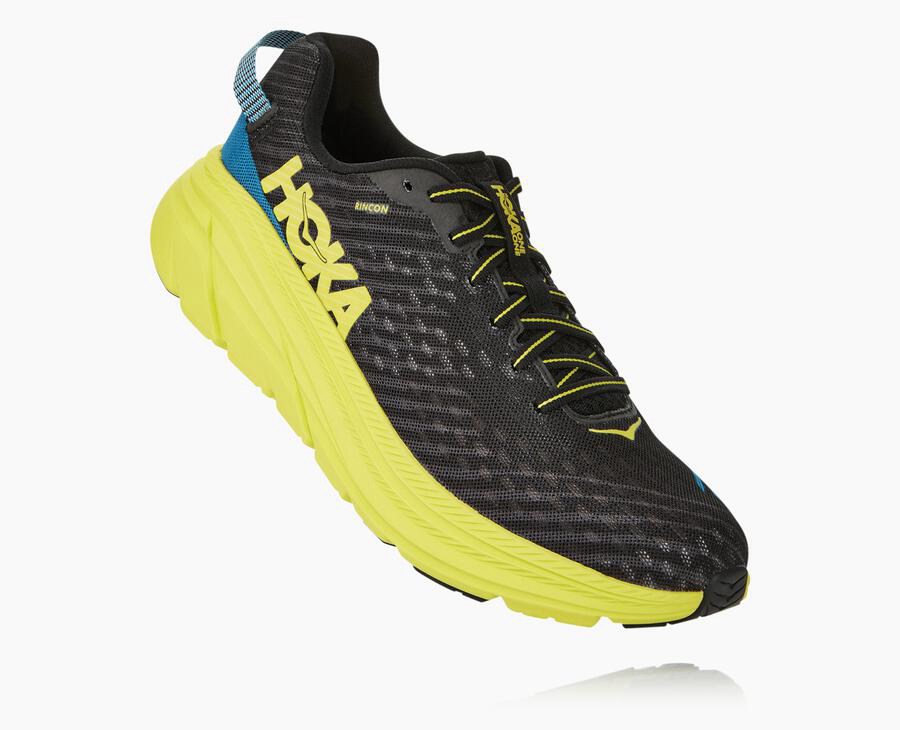 Running Shoes Mens - Hoka One One Rincon - Black/Green - CAYRBUQ-60